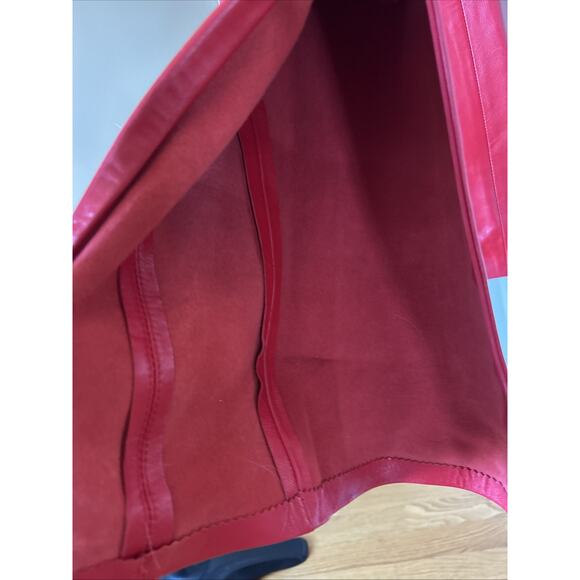 Women's pants real leather Red suede waistband ankle zip lined New 29 X 35 gromt - Picture 8 of 16